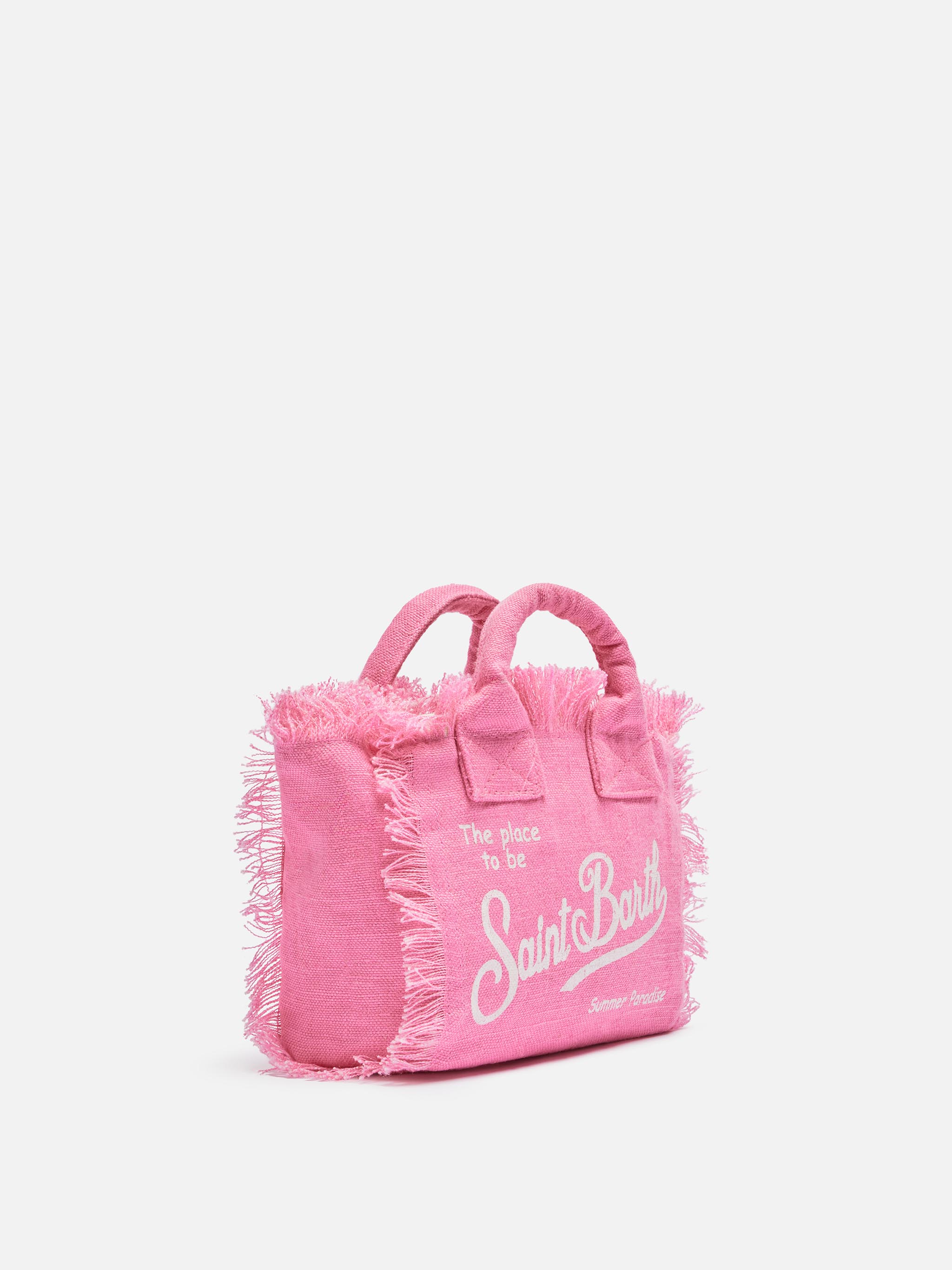 Borsa Mini Vanity in lino rosa