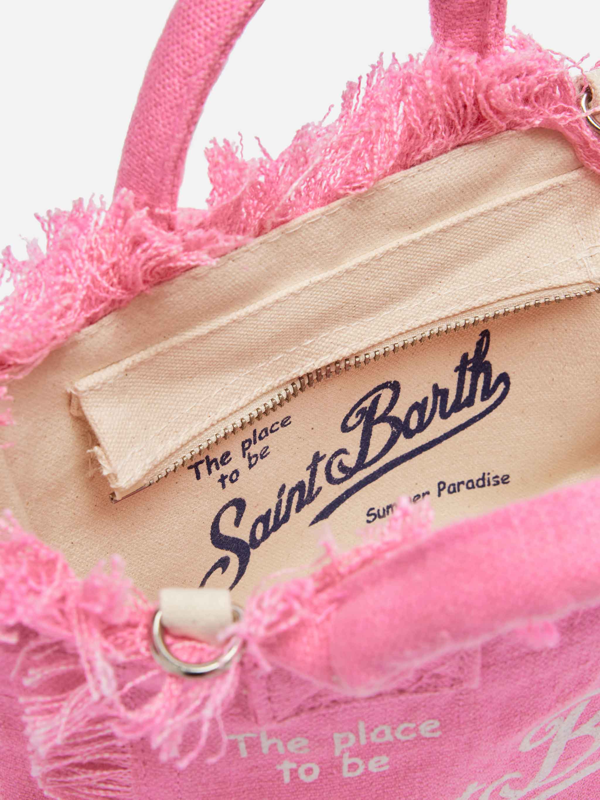 Borsa Mini Vanity in lino rosa