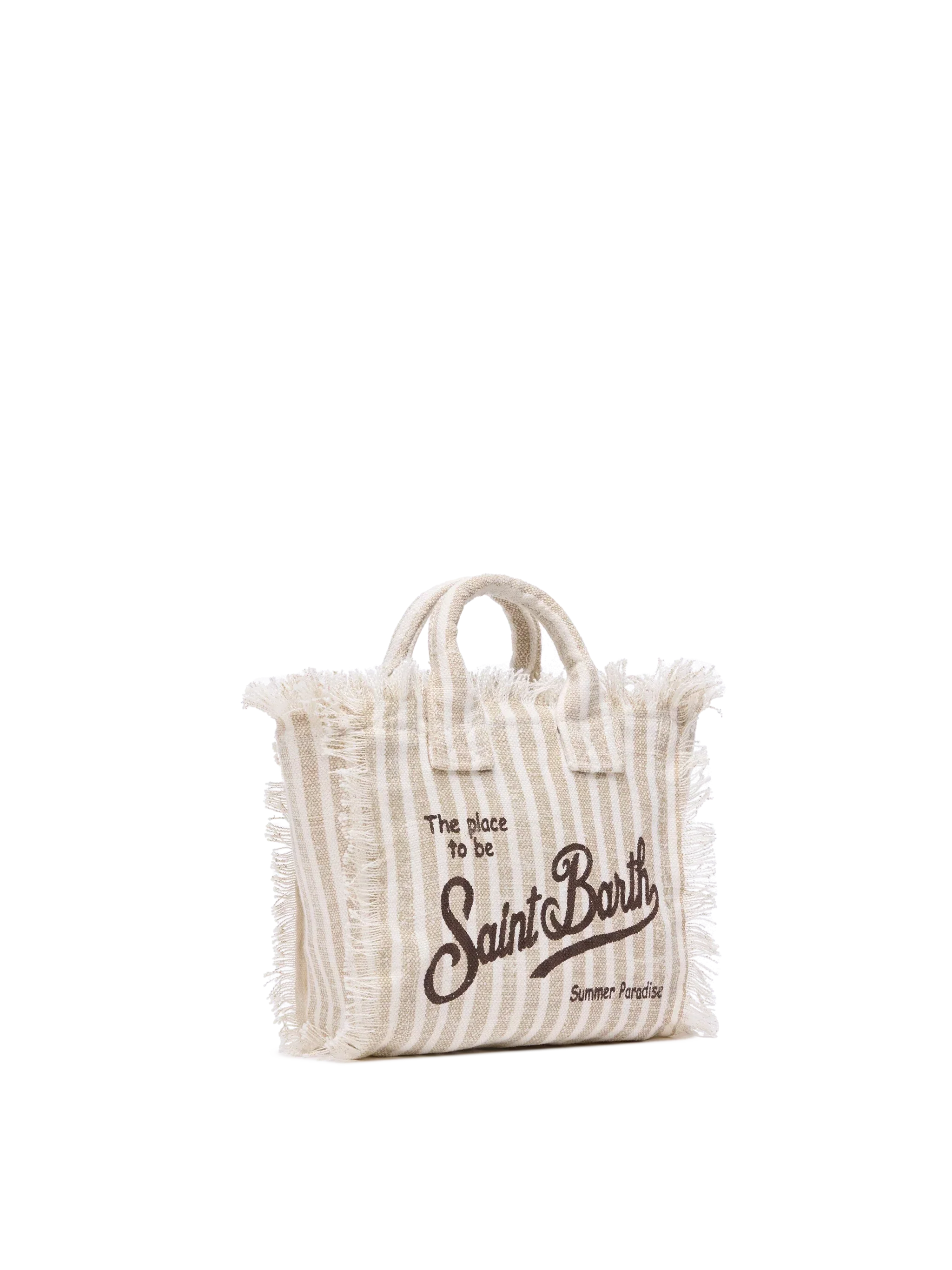 Borsa Mini Vanity Linen con stampa a righe