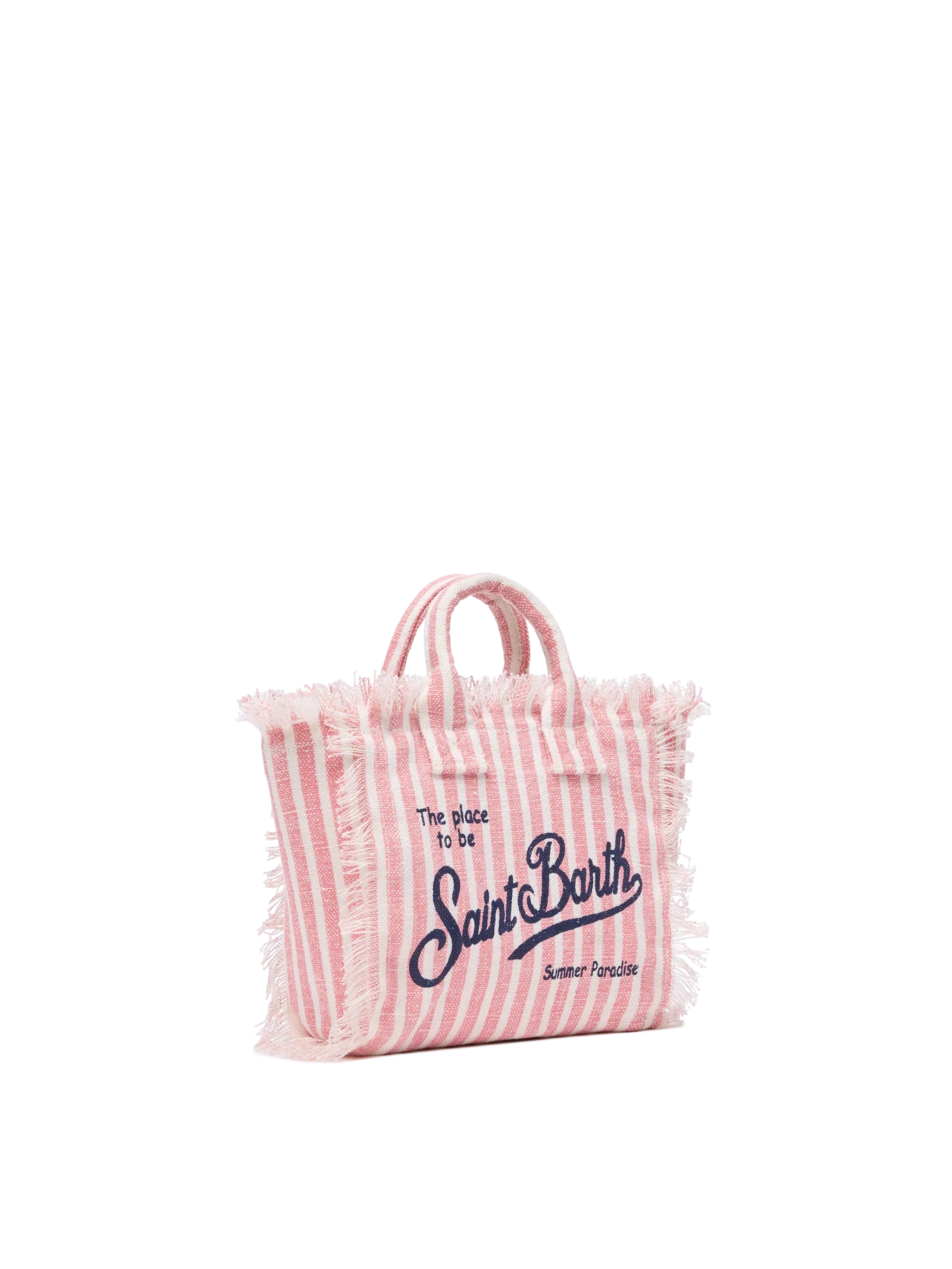 Borsa Mini Vanity Linen con stampa a righe