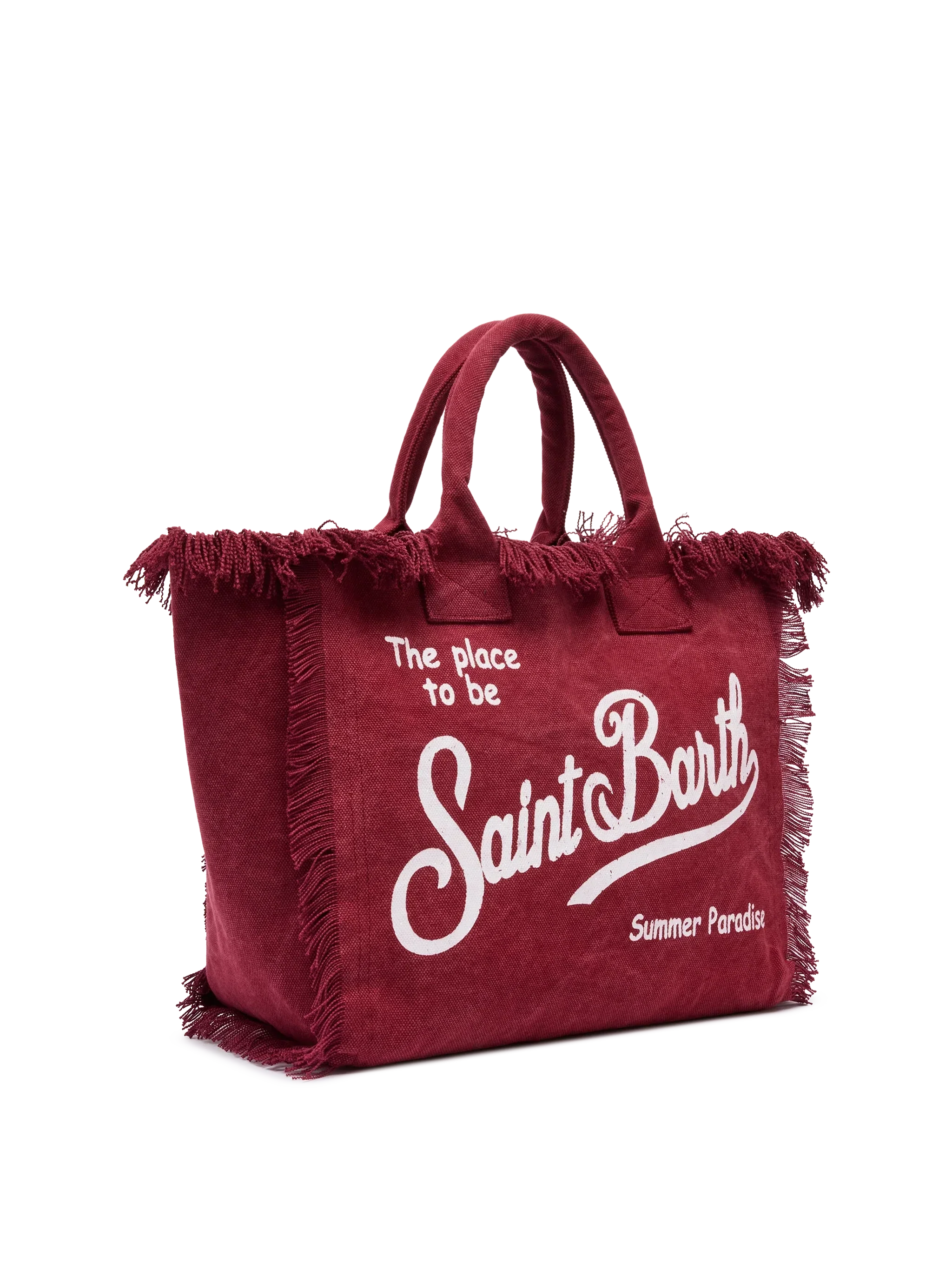 Borsa a spalla Vanity in canvas di cotone bordeaux
