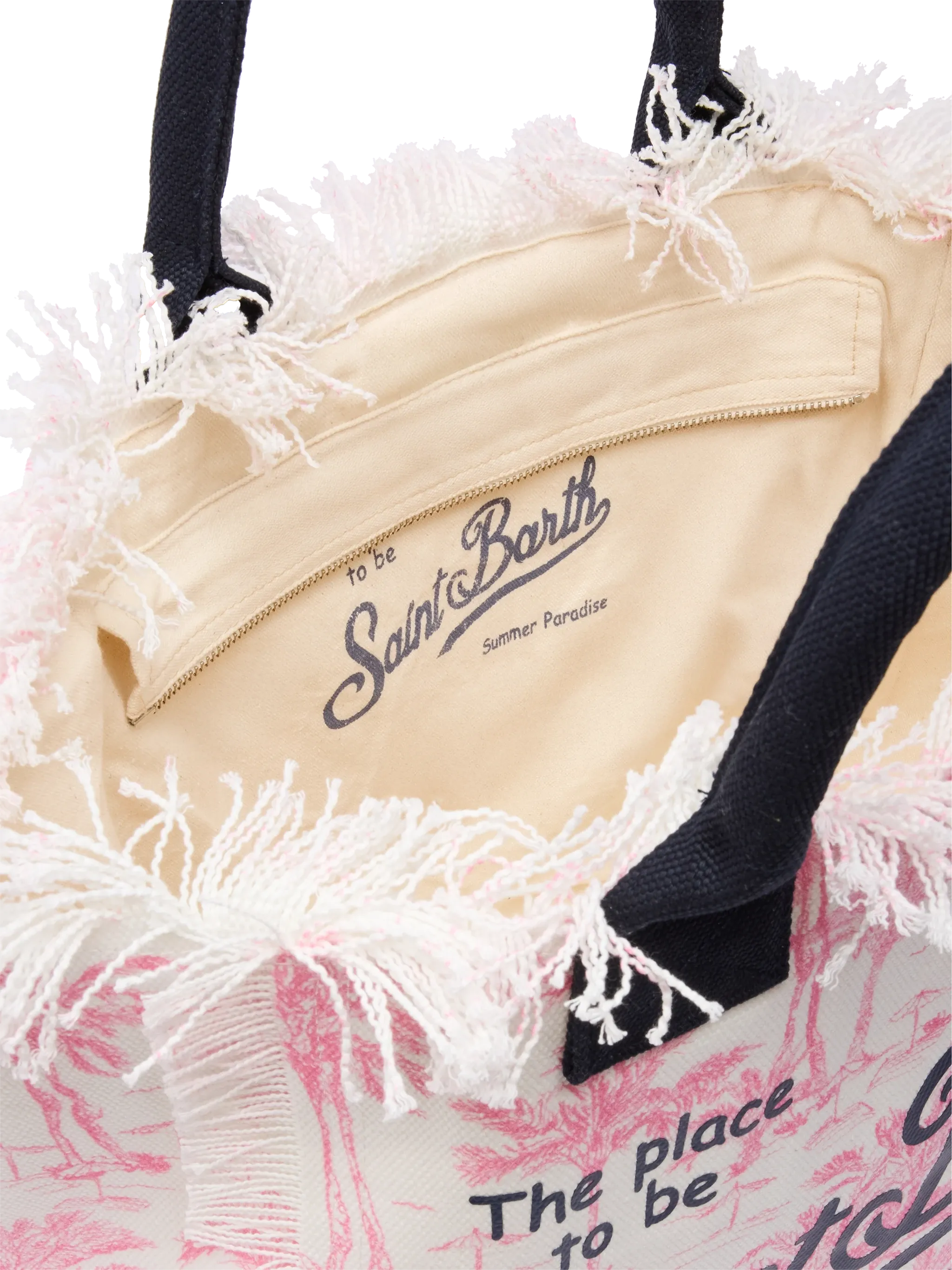 Borsa a spalla Vanity in canvas di cotone rosa con stampa toile de jouy