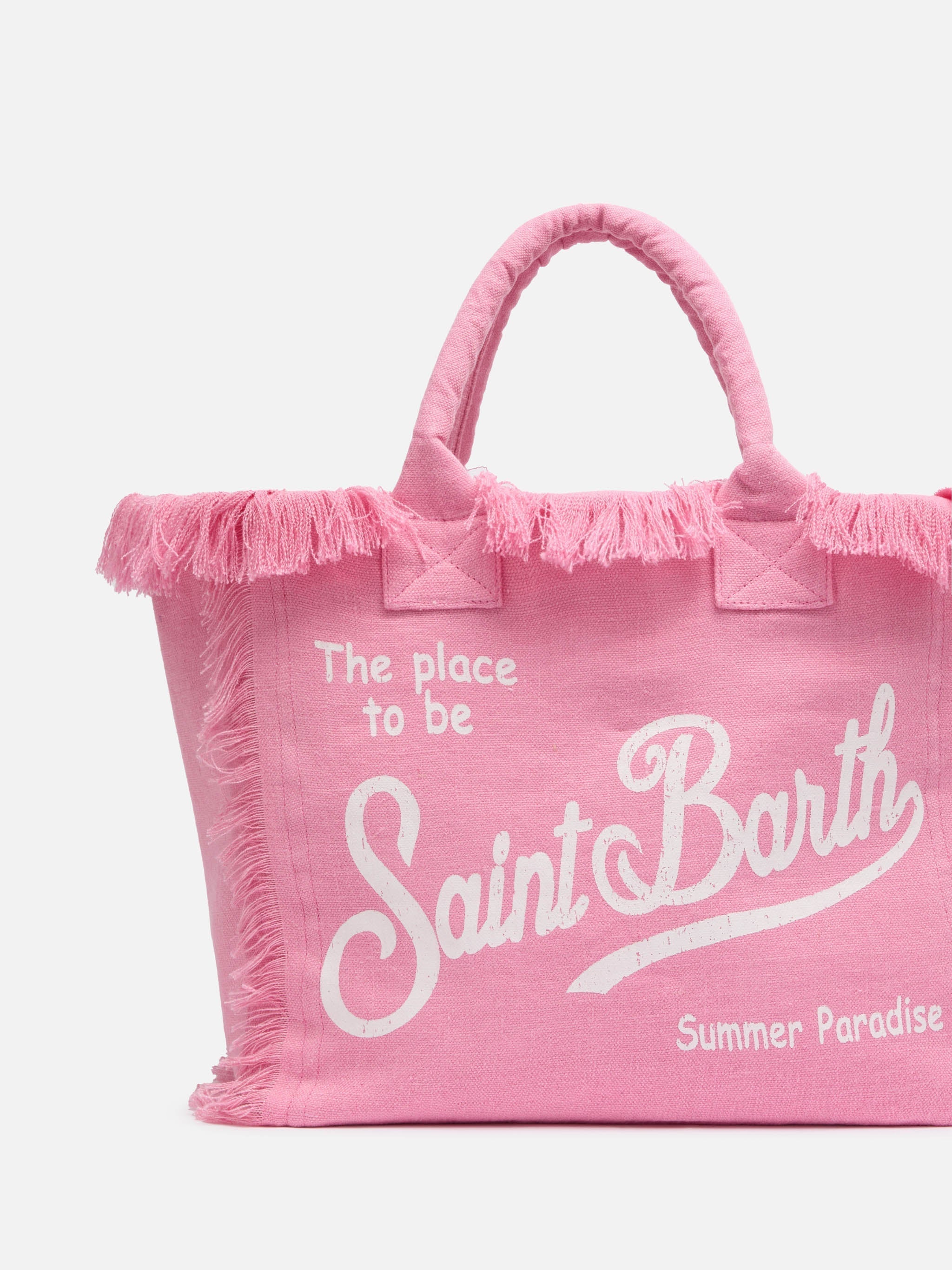 Borsa a spalla Vanity in lino rosa