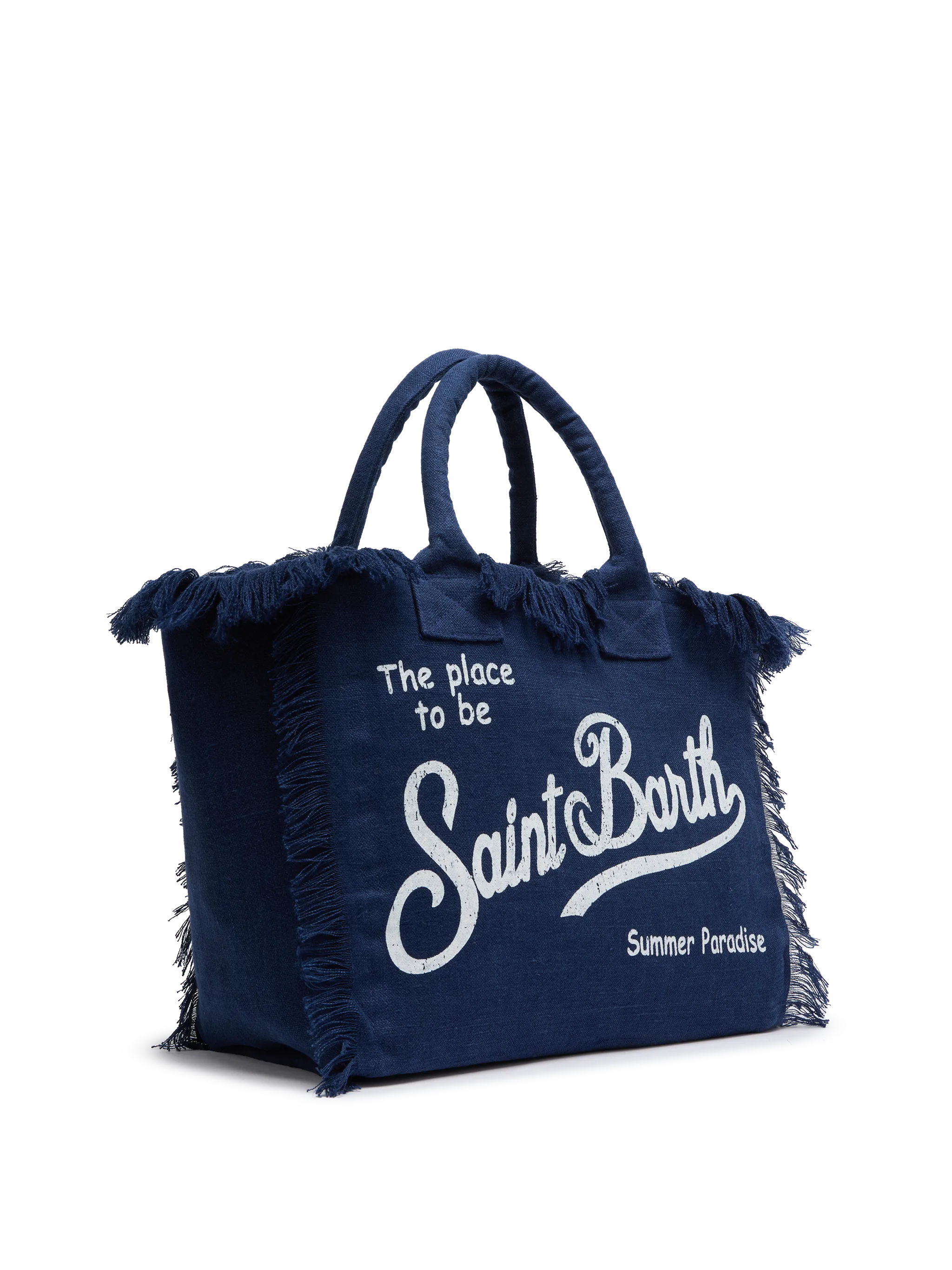 Borsa a spalla Vanity in lino blu navy