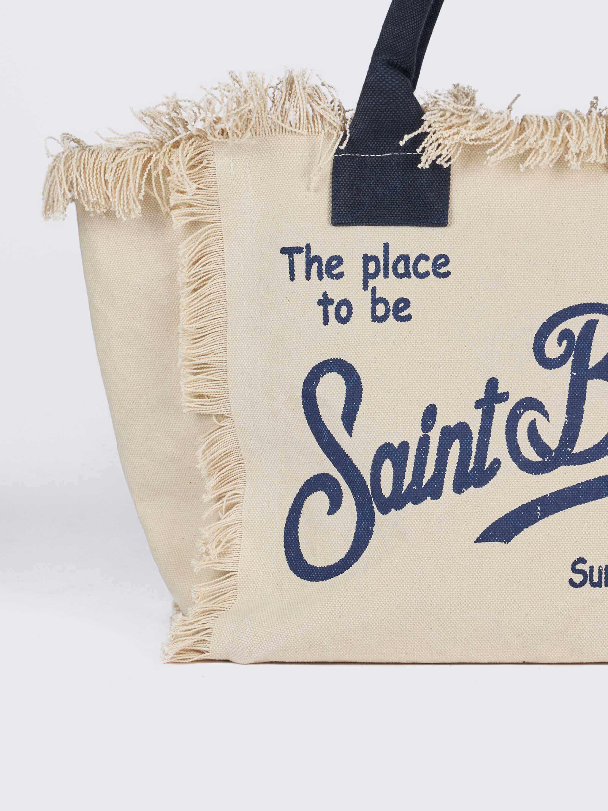 Borsa a spalla Vanity in canvas di cotone off-white