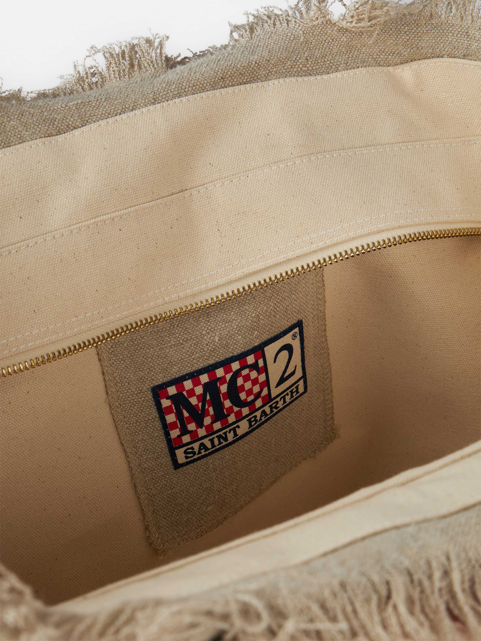 Borsa a spalla Vanity in lino beige