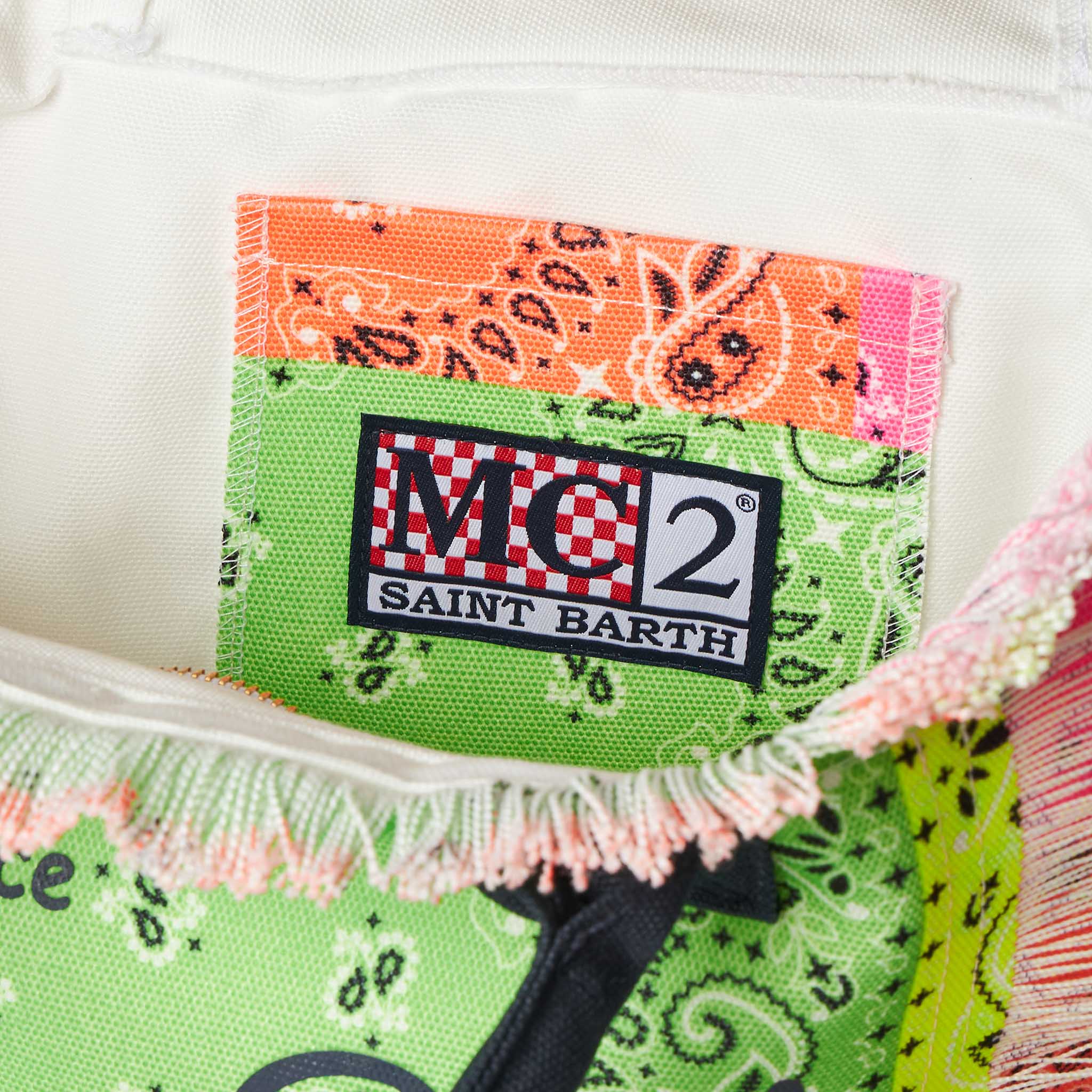 Borsa a mano Colette in canvas di cotone con stampa bandana fluo