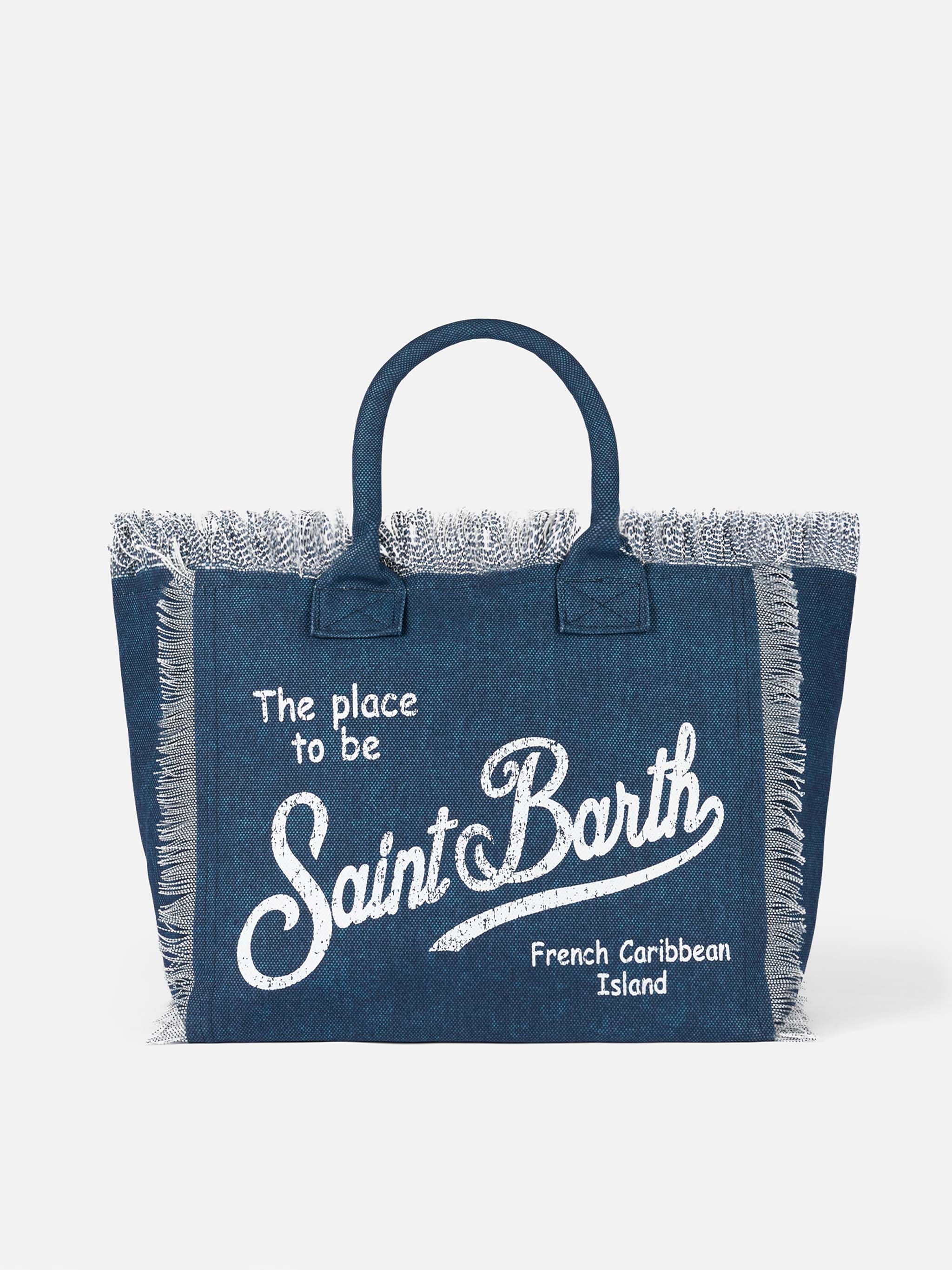 Borsa a spalla Vanity in canvas di cotone indaco