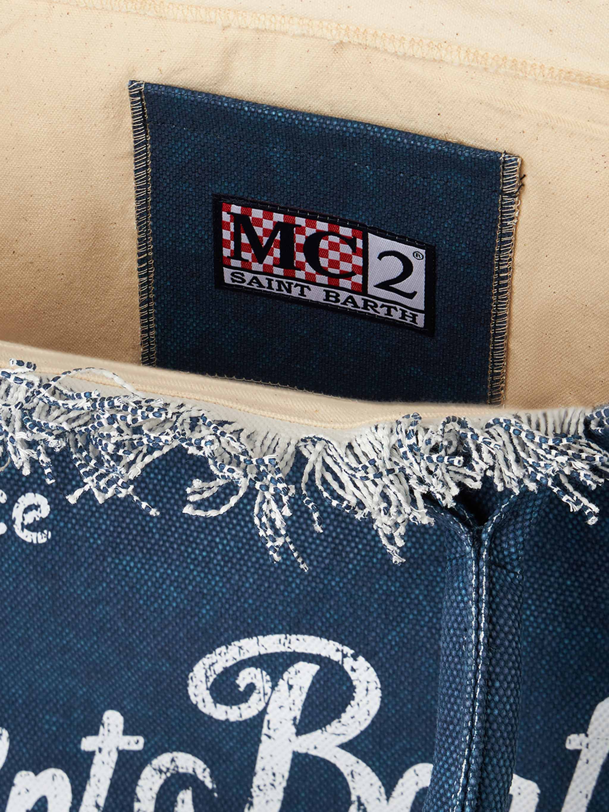 Borsa a spalla Vanity in canvas di cotone indaco